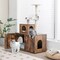 Costway 2-in-1 Wooden Litter Box Enclosure with Cat Tree Hidden Washroom Furniture White/Brown/Gray